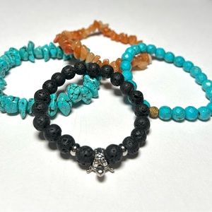 Set of 4 Stretch Stone and Beaded bracelets!